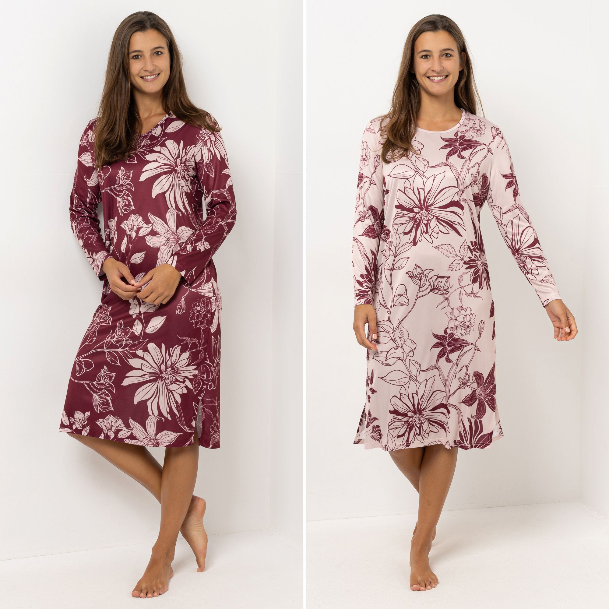 B-Ware LITTLE ROSE 2 Nachthemden 1/1-Arm Mikrofaser