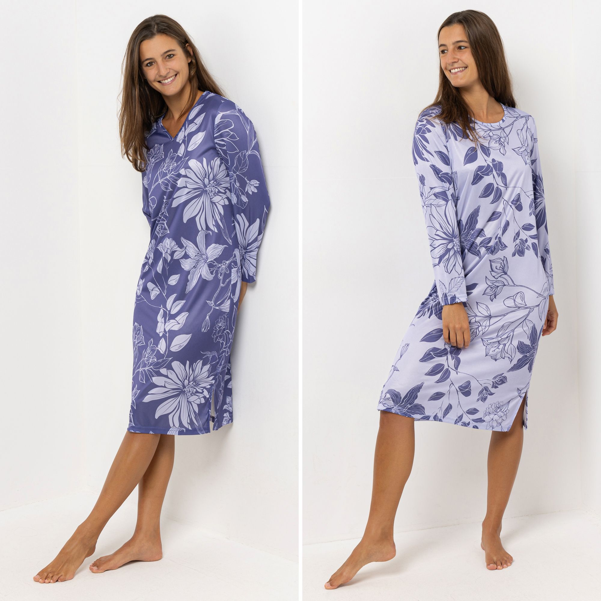 B-Ware LITTLE ROSE 2 Nachthemden 1/1-Arm Mikrofaser