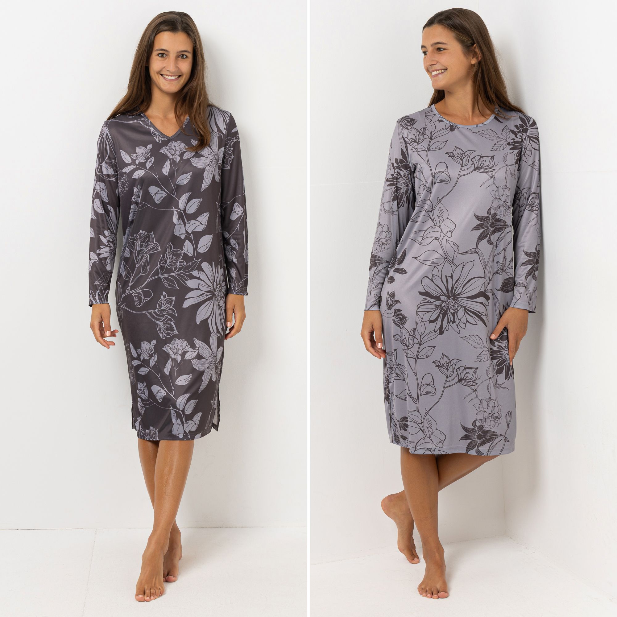 B-Ware LITTLE ROSE 2 Nachthemden 1/1-Arm Mikrofaser