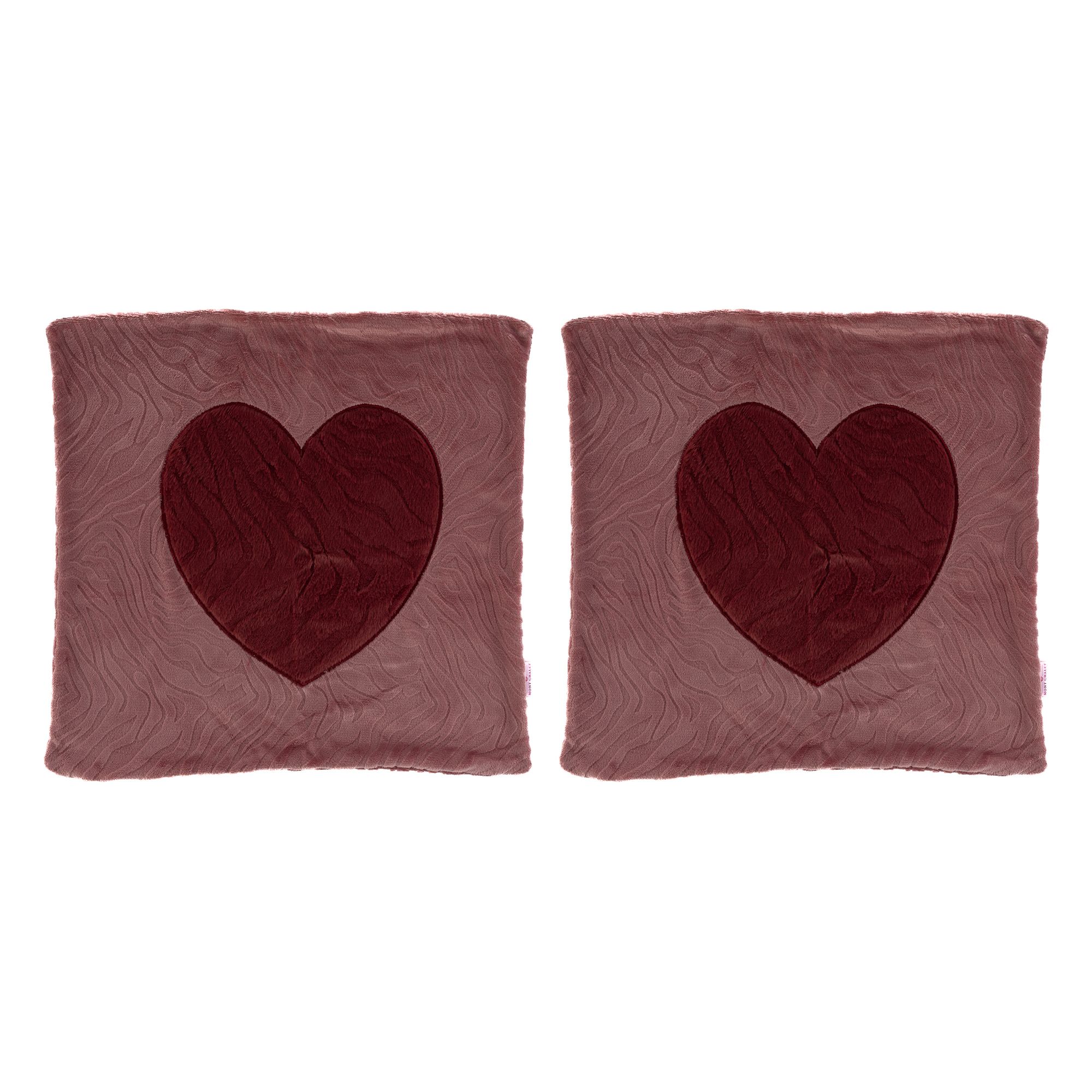 B-Ware MONT CHALET 2 Kissenhüllen Herz-Applikation Chinchilla-Fellimitat