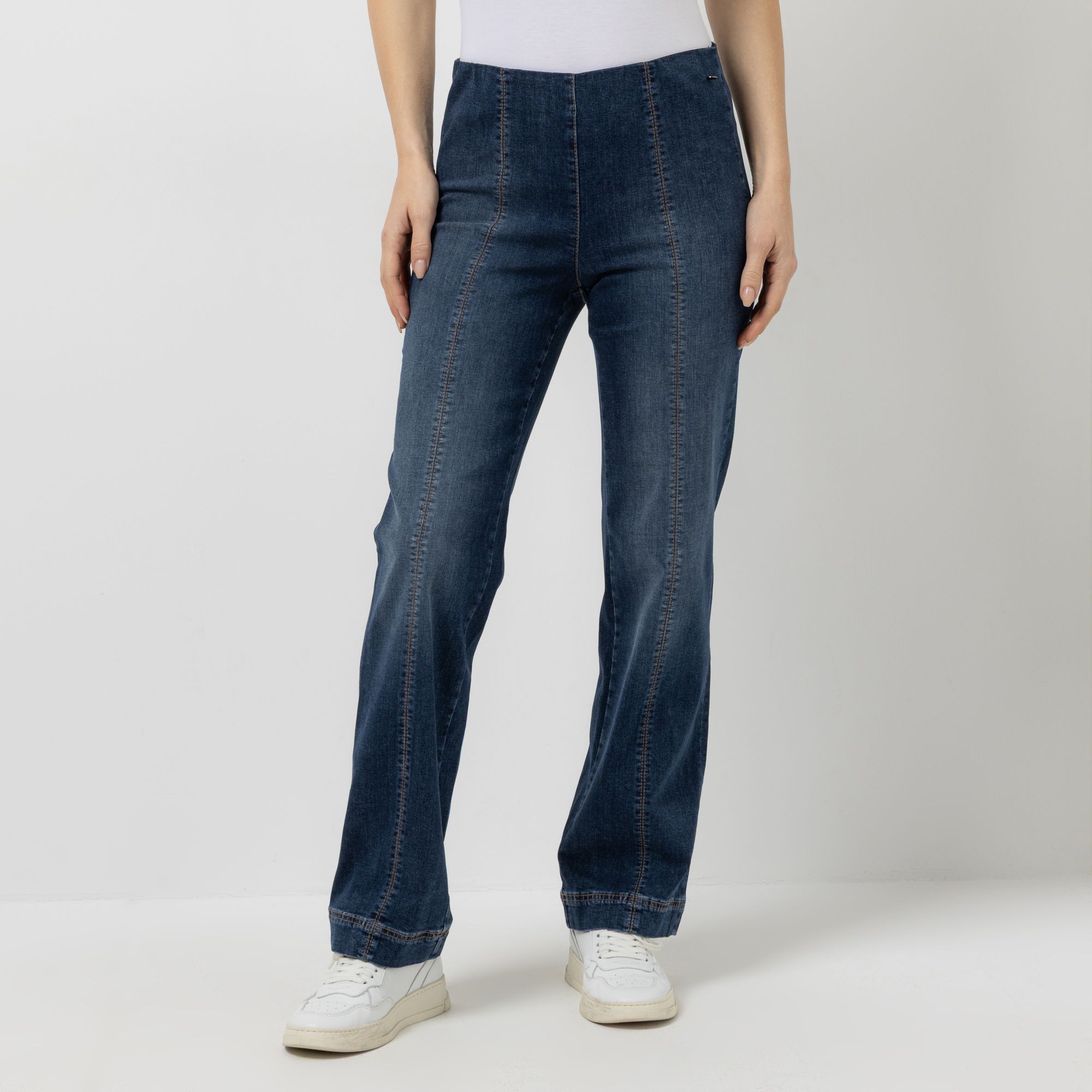 B-Ware EVA LUTZ Jeanshose Rundumdehnbund lange Form