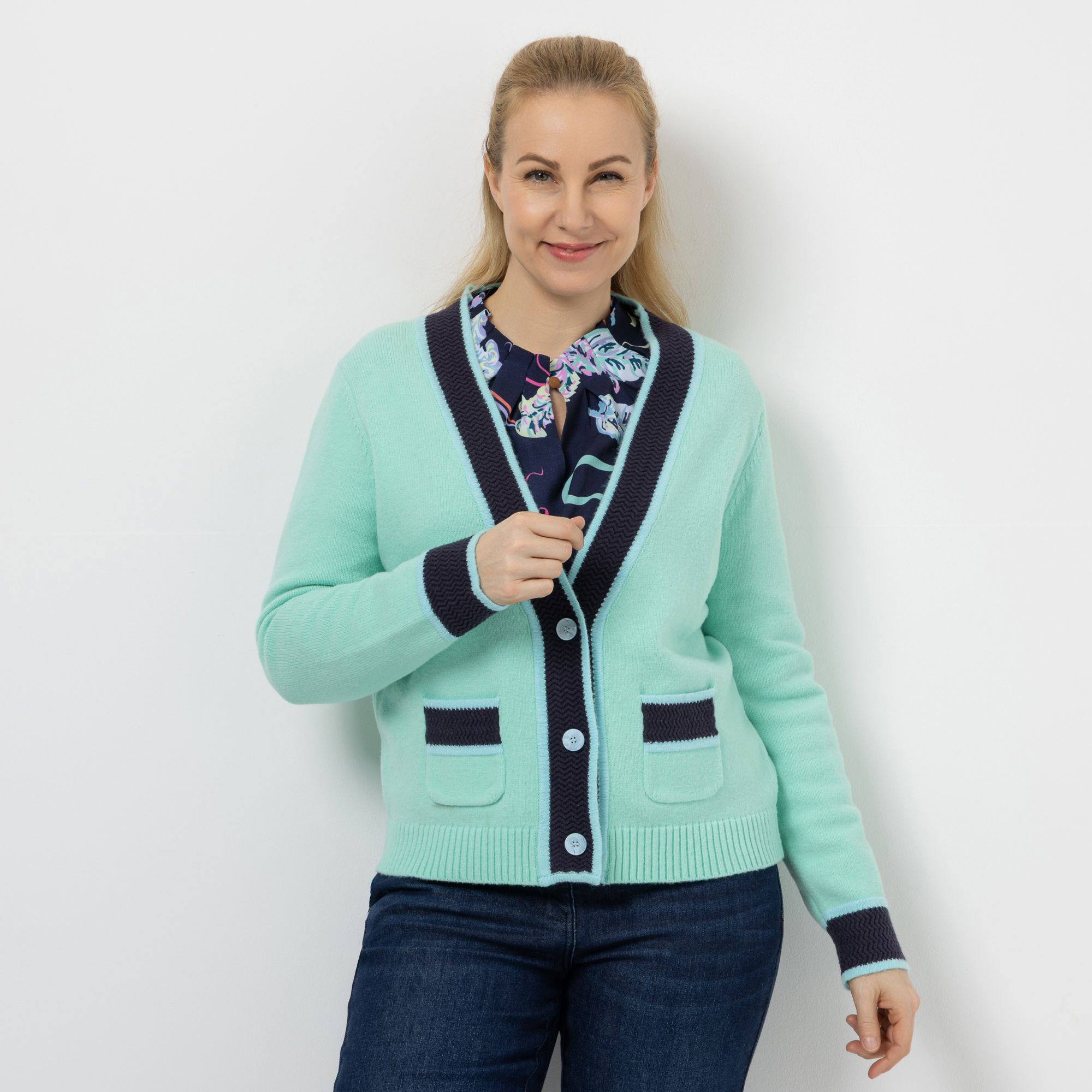 B-Ware DAWID by Dawid Tomaszewski Cardigan, Taschen Struktur-Strickdetail