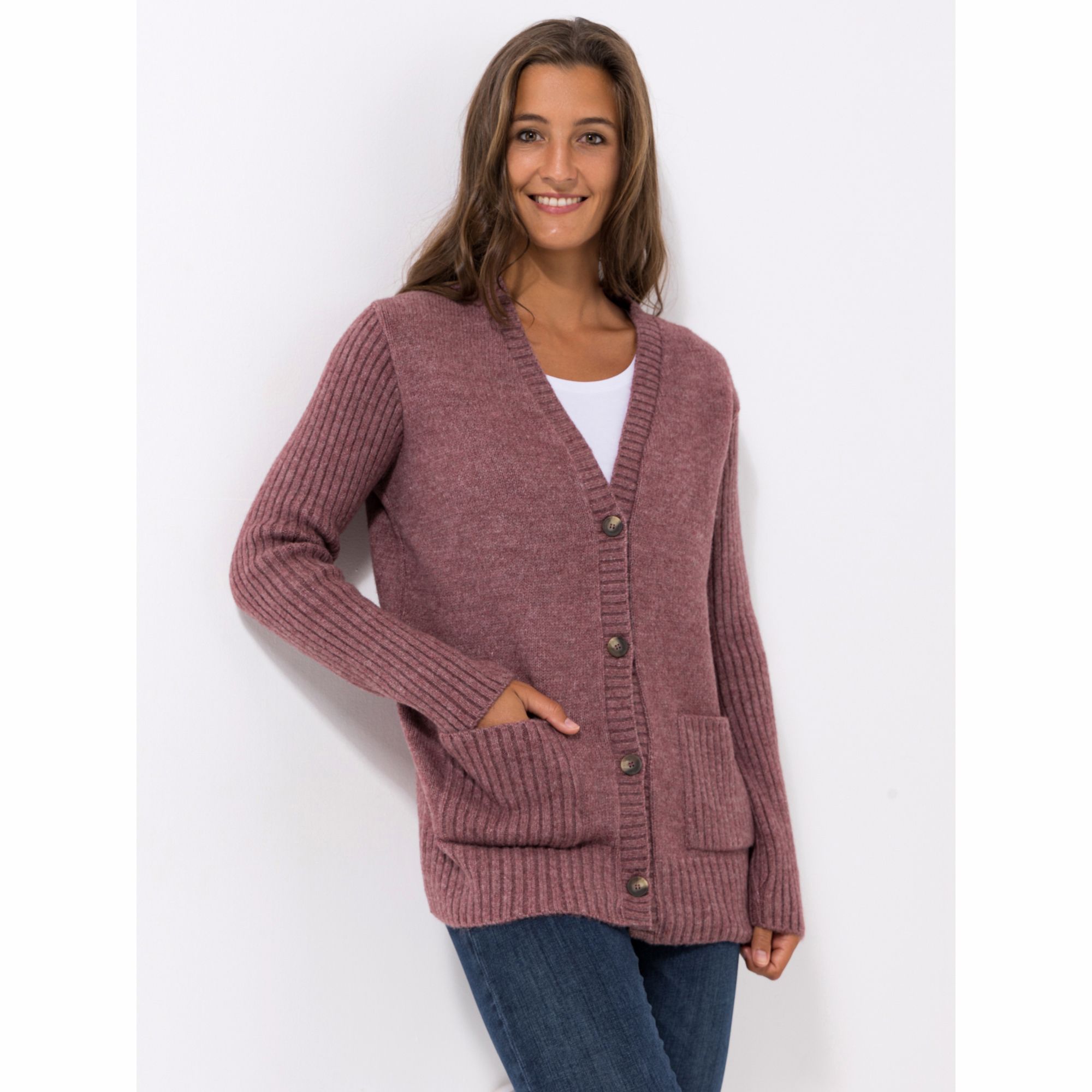 B-Ware DINE 'N' DANCE Cardigan, 1/1-Arm aufgesetzte Taschen V-Ausschnitt