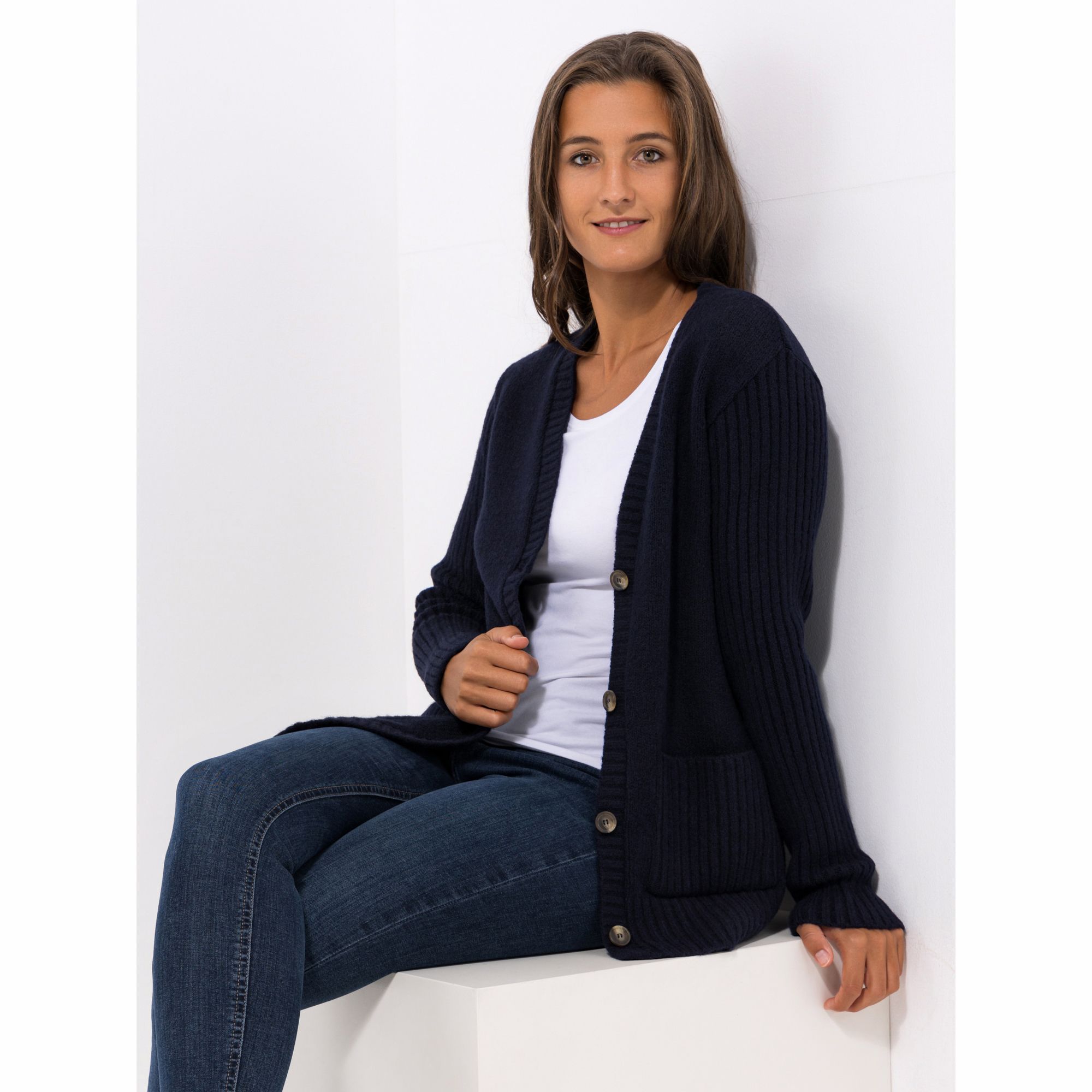B-Ware DINE 'N' DANCE Cardigan, 1/1-Arm aufgesetzte Taschen V-Ausschnitt