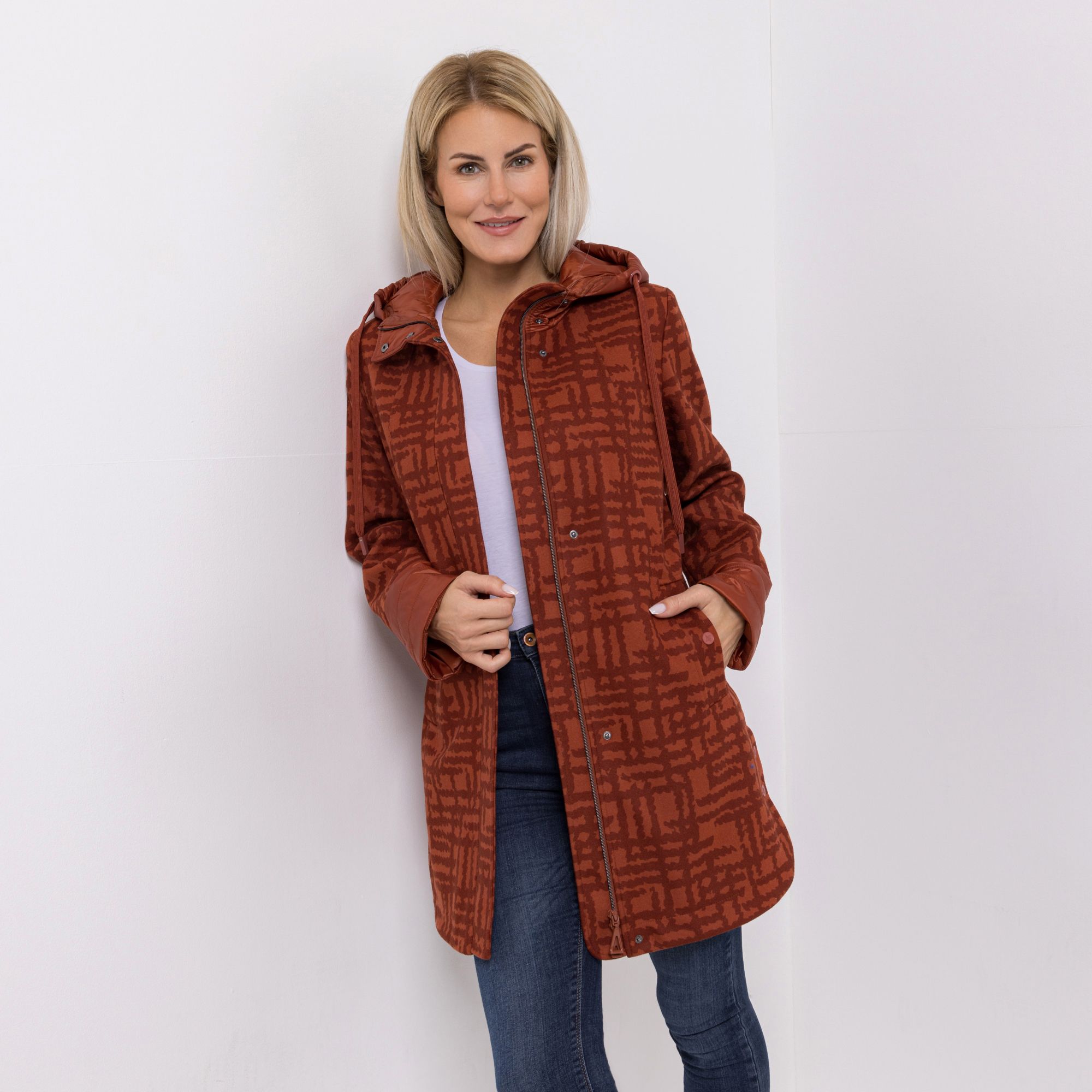 B-Ware DAWID by Dawid Tomaszewski Kurzmantel Wolloptik bedruckt