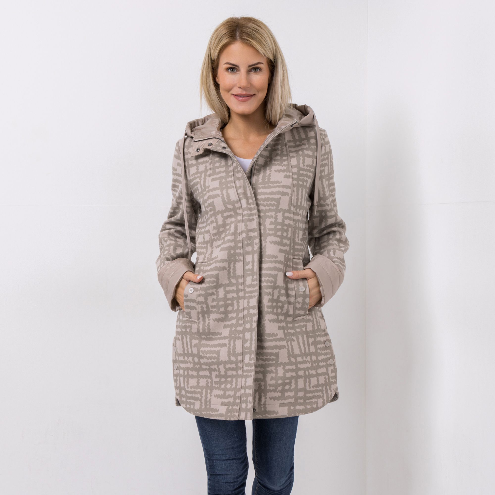 B-Ware DAWID by Dawid Tomaszewski Kurzmantel Wolloptik bedruckt