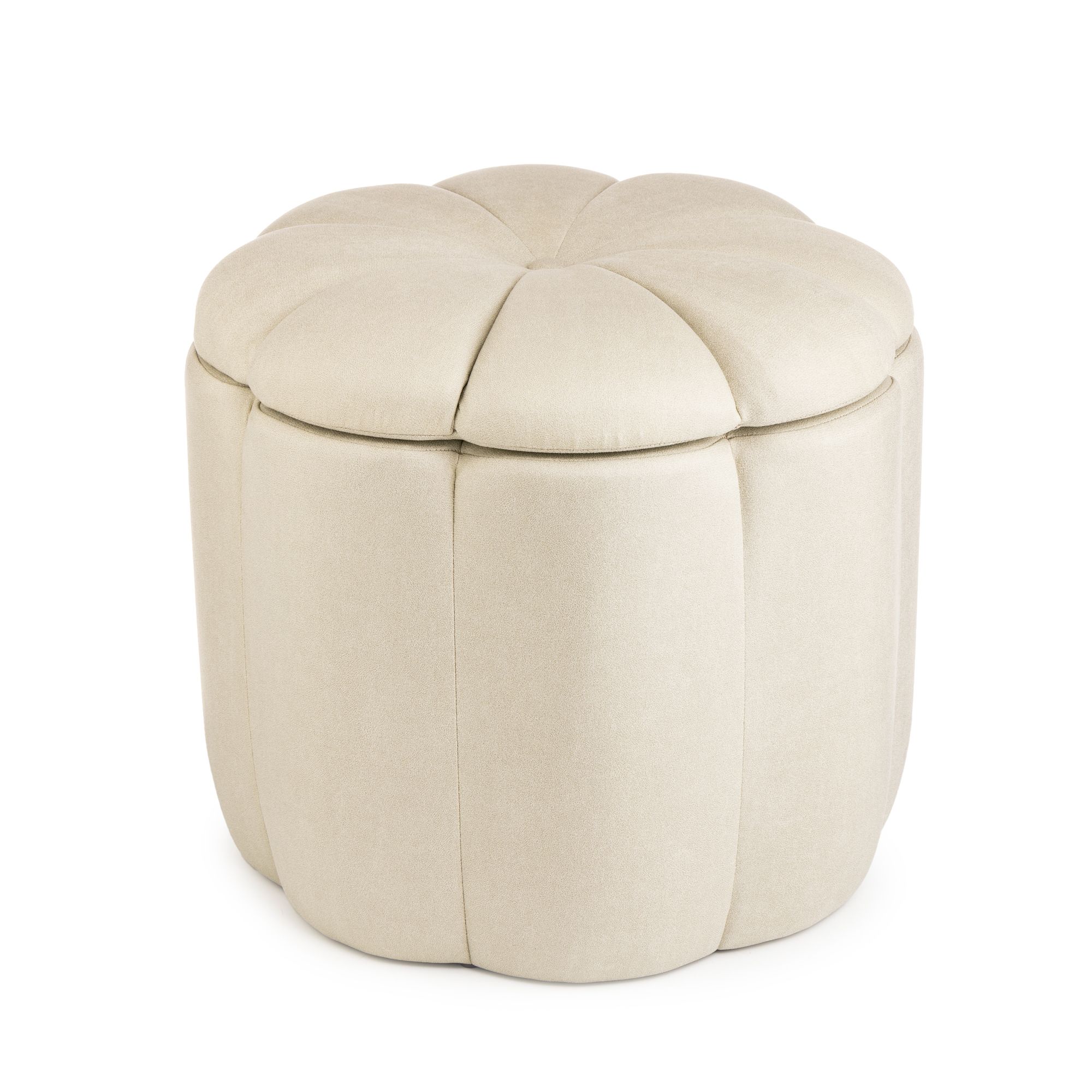 B-Ware ABELLA Casa Hocker in Blütenform Kunstleder, Stauraum mit Tablettfunktion