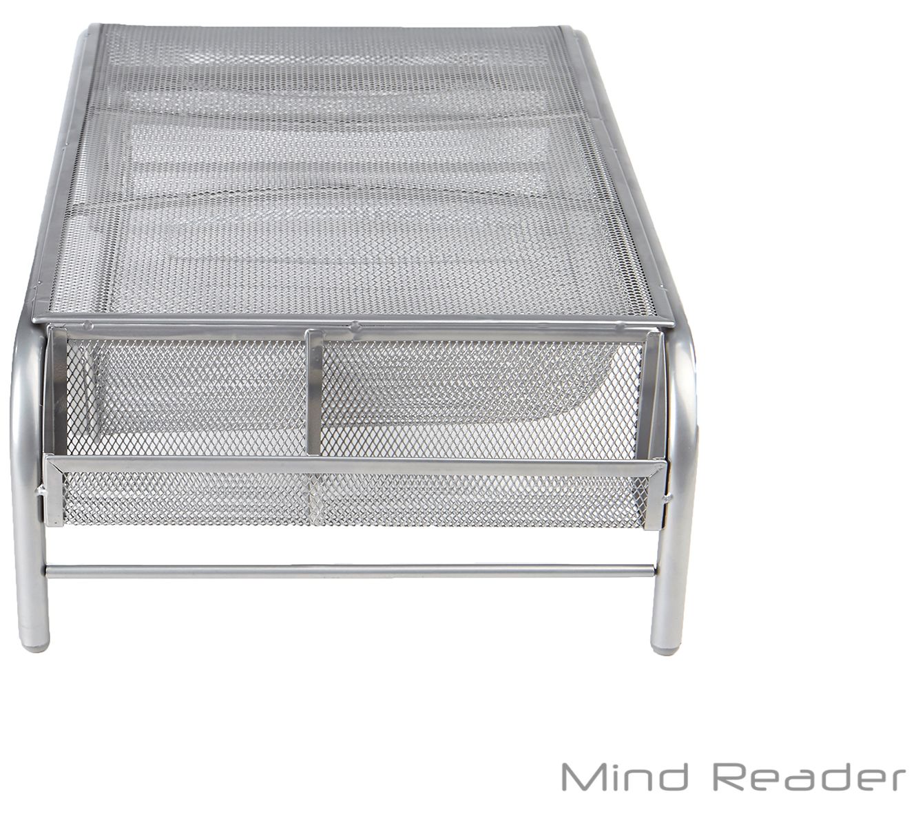 Mind Reader - Metal Monitor Stand and Desk Organizer - Black