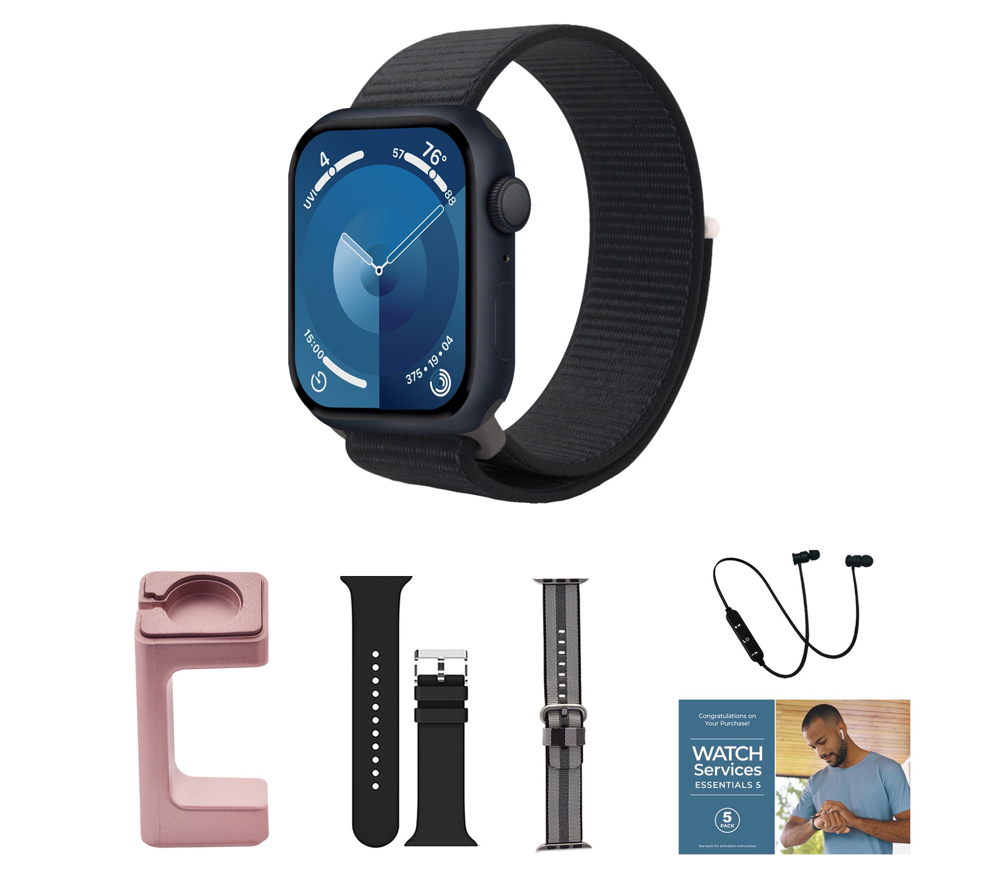 Apple Watch Series 9 41mm Sport Loop GPS Smart Watch Bundle