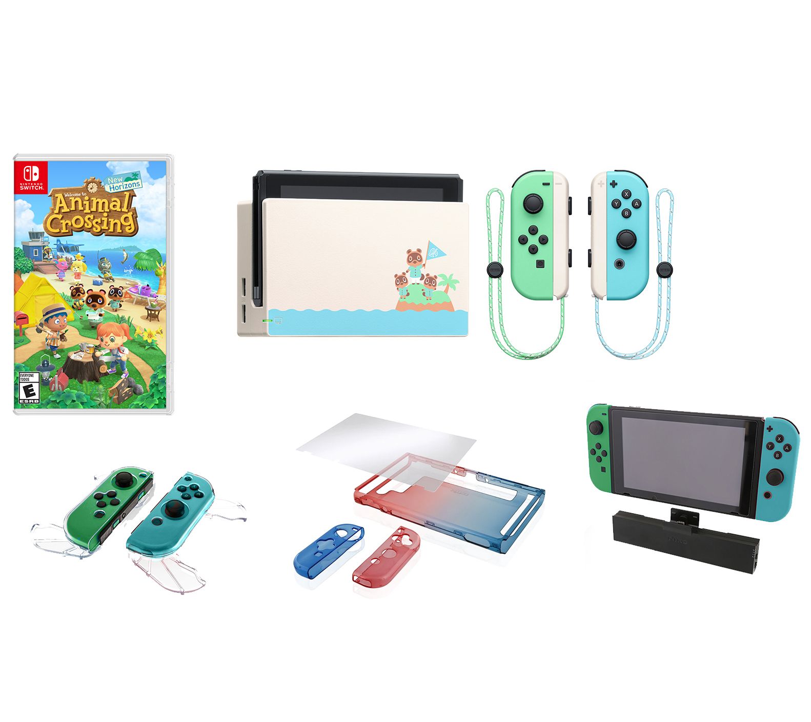 Nintendo Switch w/ Animal Crossing Protective Case & Accessories