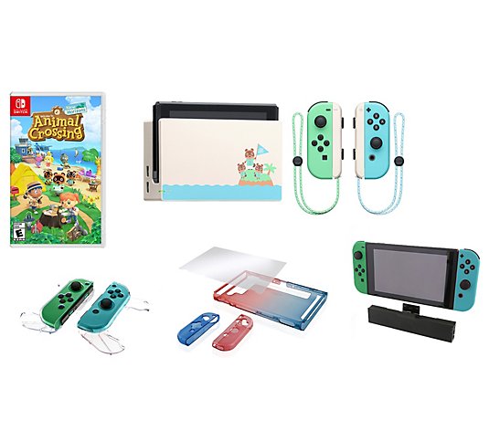 Nintendo Switch w/ Animal Crossing Protective Case & Accessories