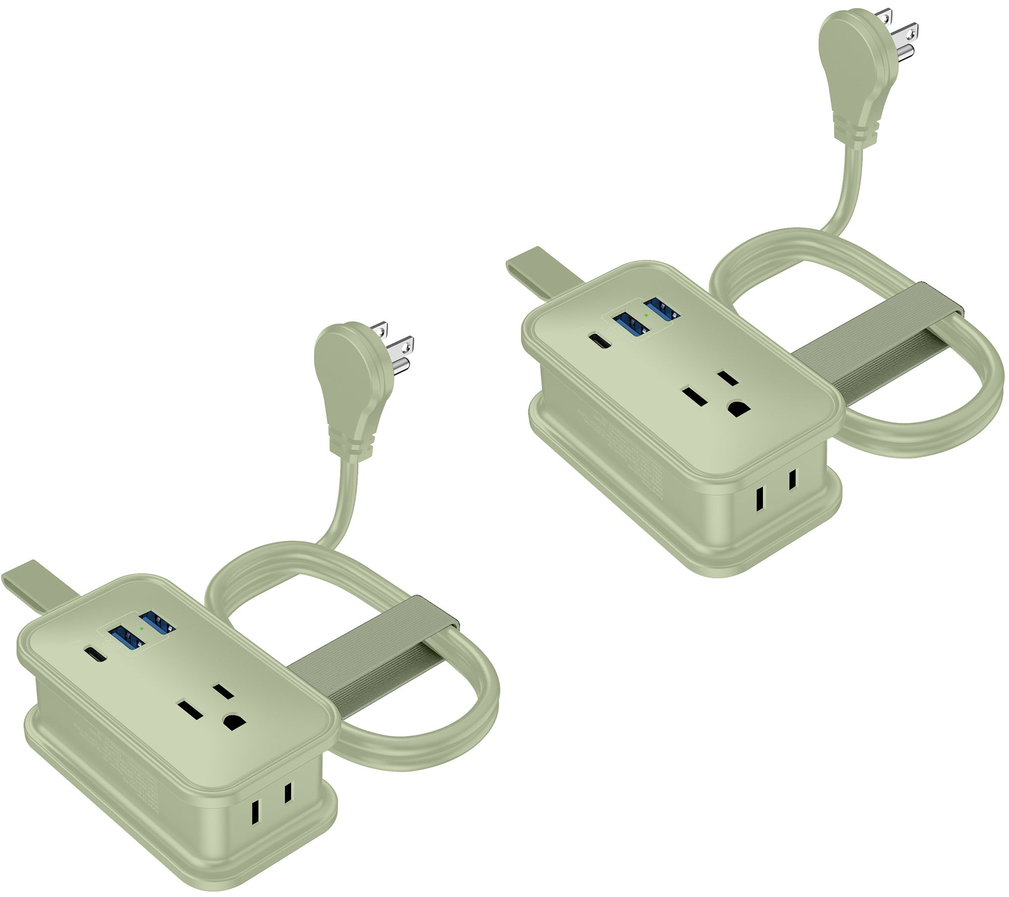Uncaged Ergonomics Set of 2 Travel Power Strip w/ USB Ports