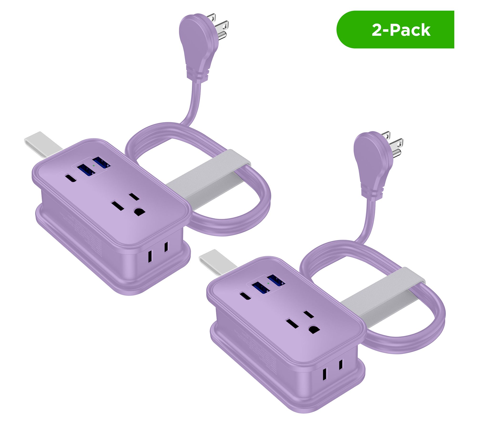 Uncaged Ergonomics Set of 2 Travel Power Strip w/ USB Ports