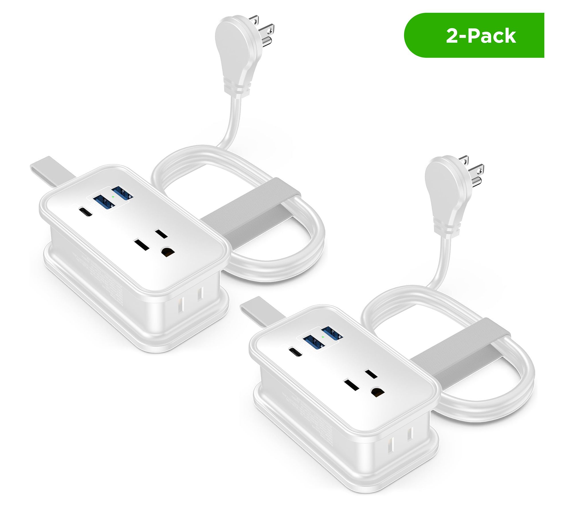 Uncaged Ergonomics Set of 2 Travel Power Strip w/ USB Ports