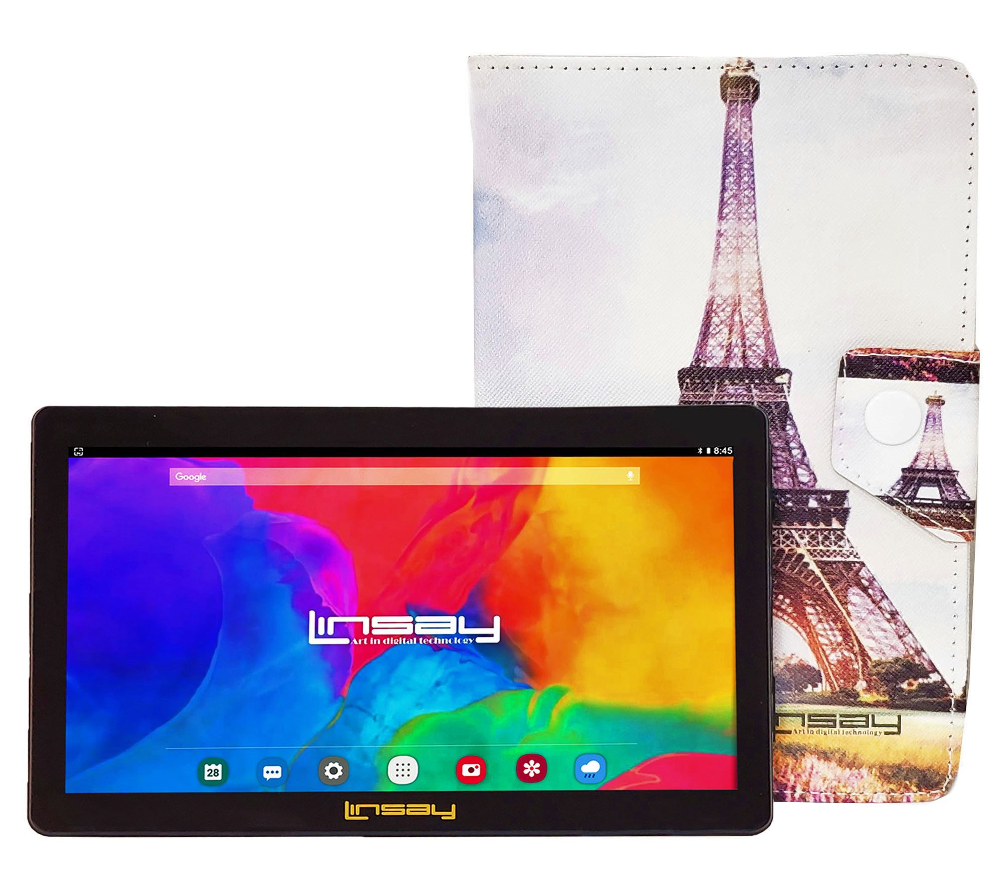 LINSAY 7" Tablet 64GB Bundle w/ Shape Kitty Case Android 13