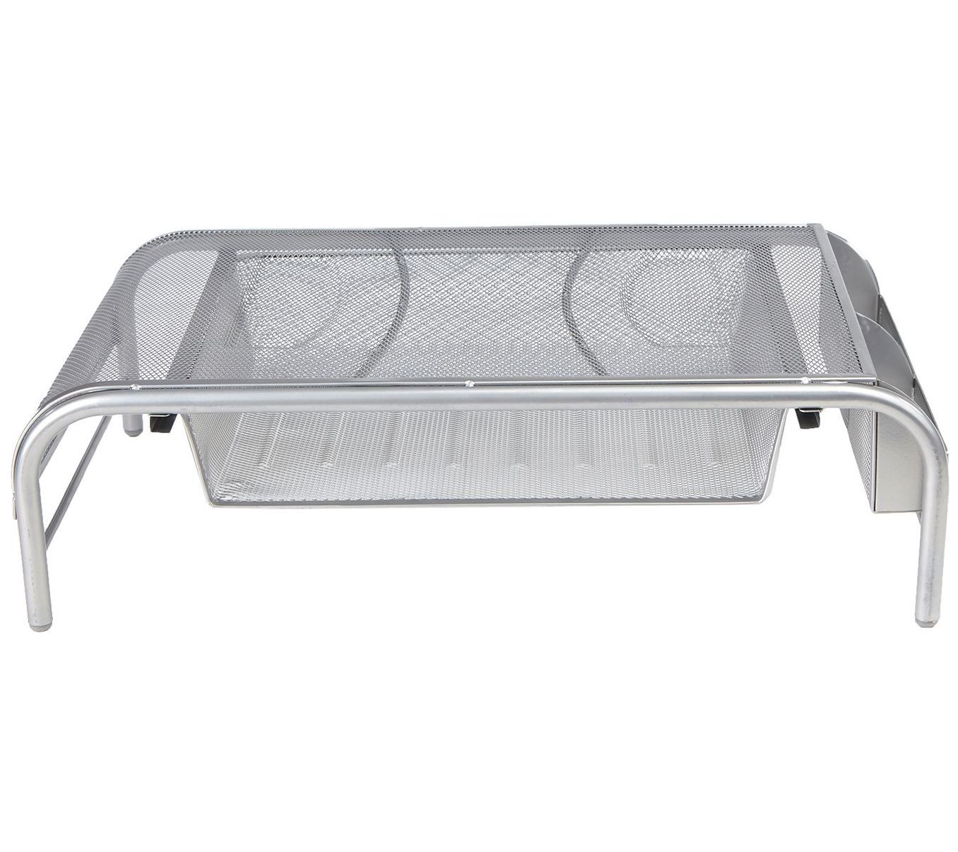 Mind Reader Metal Mesh Monitor Stand with 2 Compartments