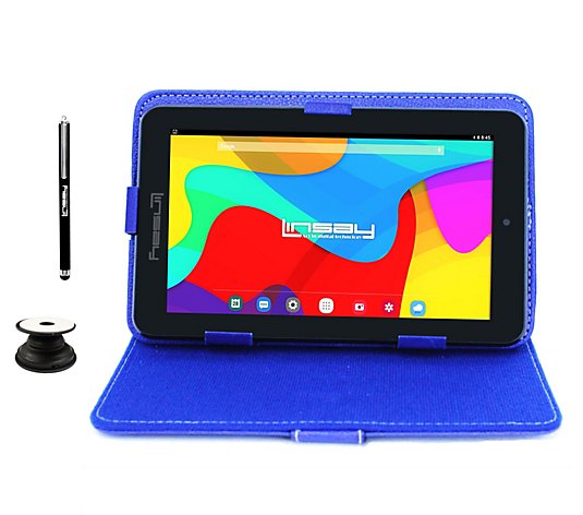 Linsay 7" 2GB RAM 32GB Android 10 Tablet w/ Case, Holder & Pen
