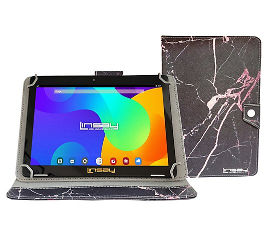LINSAY 10" Android 12 Tablet w/ Marble Case