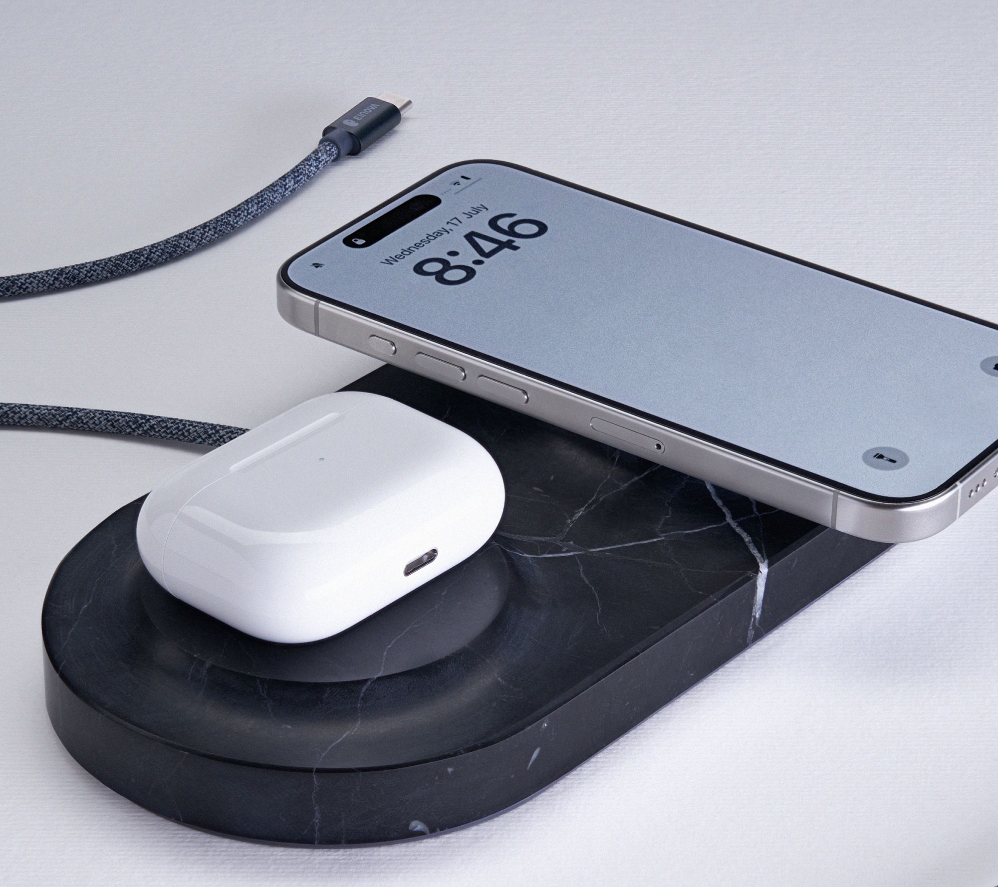 Einova Classic Stone Dual Wireless Charger with USB-C Cable