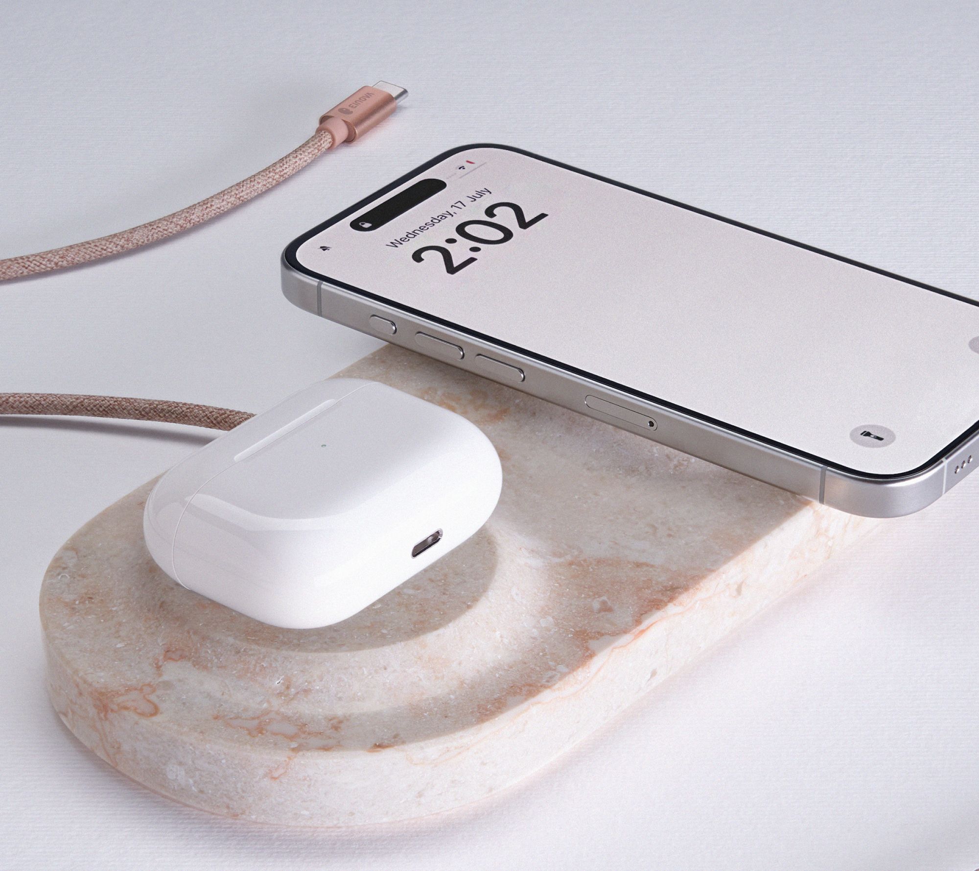 Einova Classic Stone Dual Wireless Charger with USB-C Cable