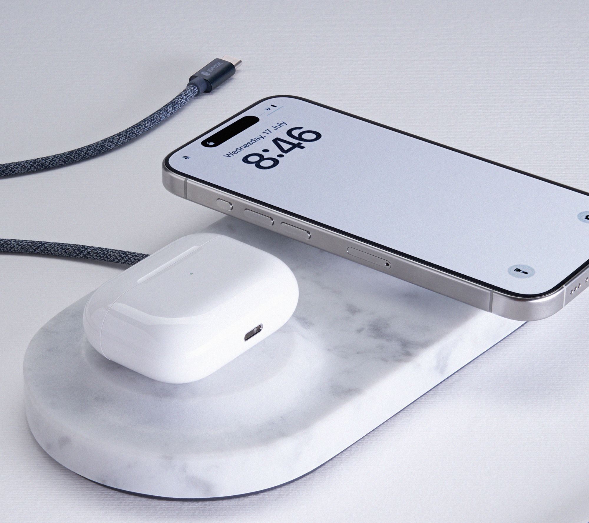 Einova Classic Stone Dual Wireless Charger with USB-C Cable