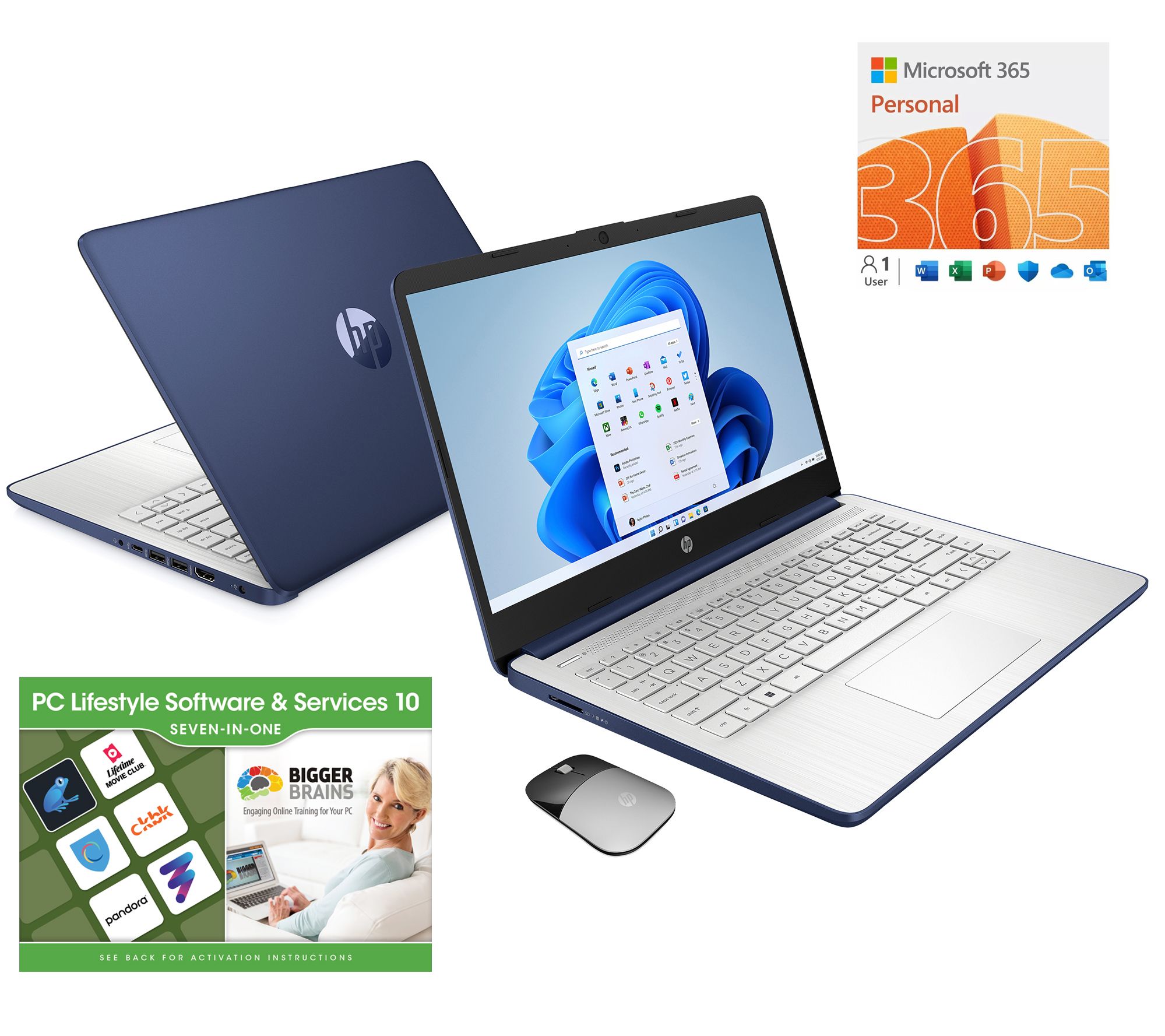 HP 14" Touch Laptop, Intel 128GB Storage w/ HP Wireless Mouse & MS365