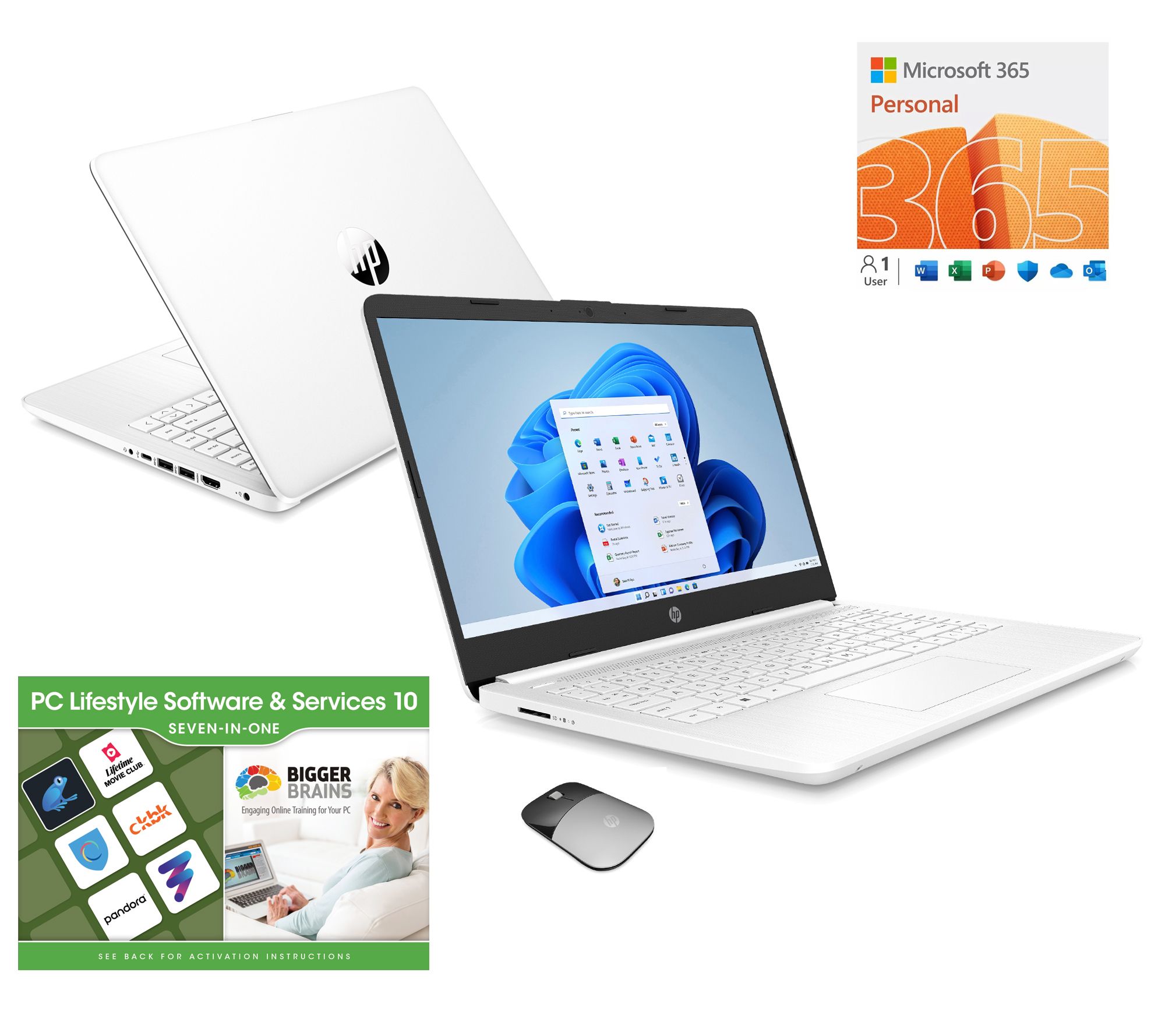 HP 14" Touch Laptop, Intel 128GB Storage w/ HP Wireless Mouse & MS365