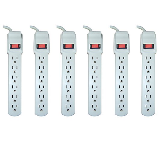 Axis 6-Outlet Grounded Surge Protector 6-Pack