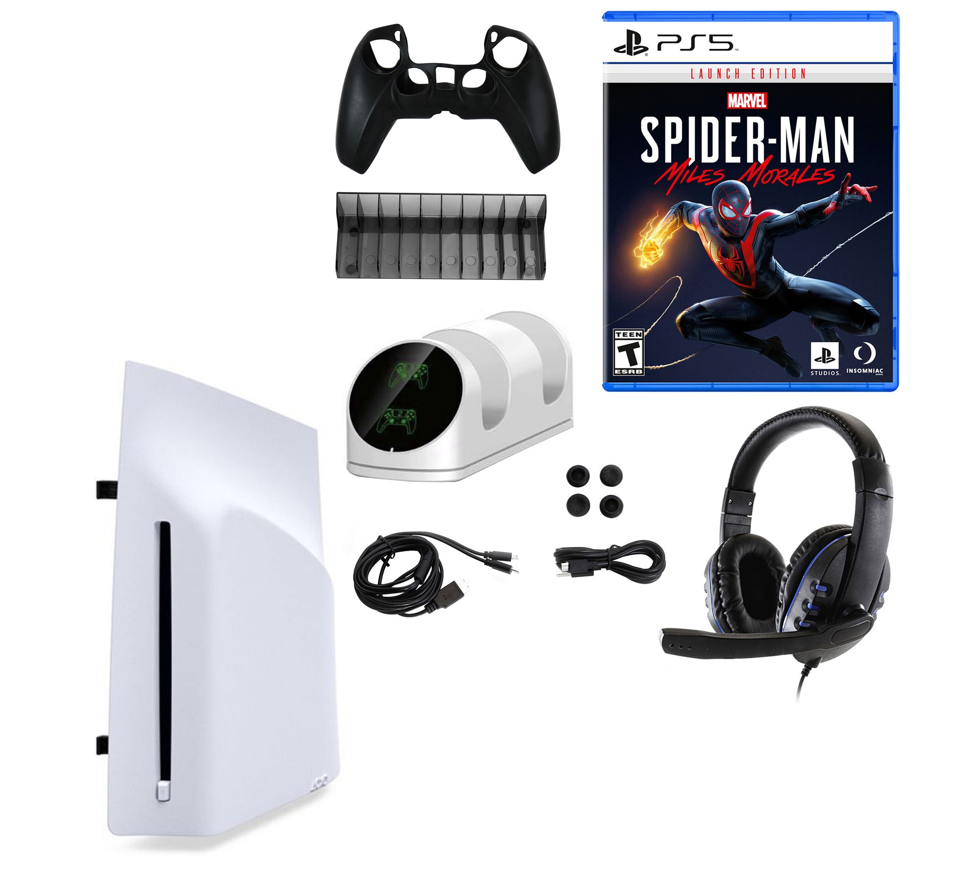 PlayStation 5 Disc Drive with Spiderman Miles Morales Game & A