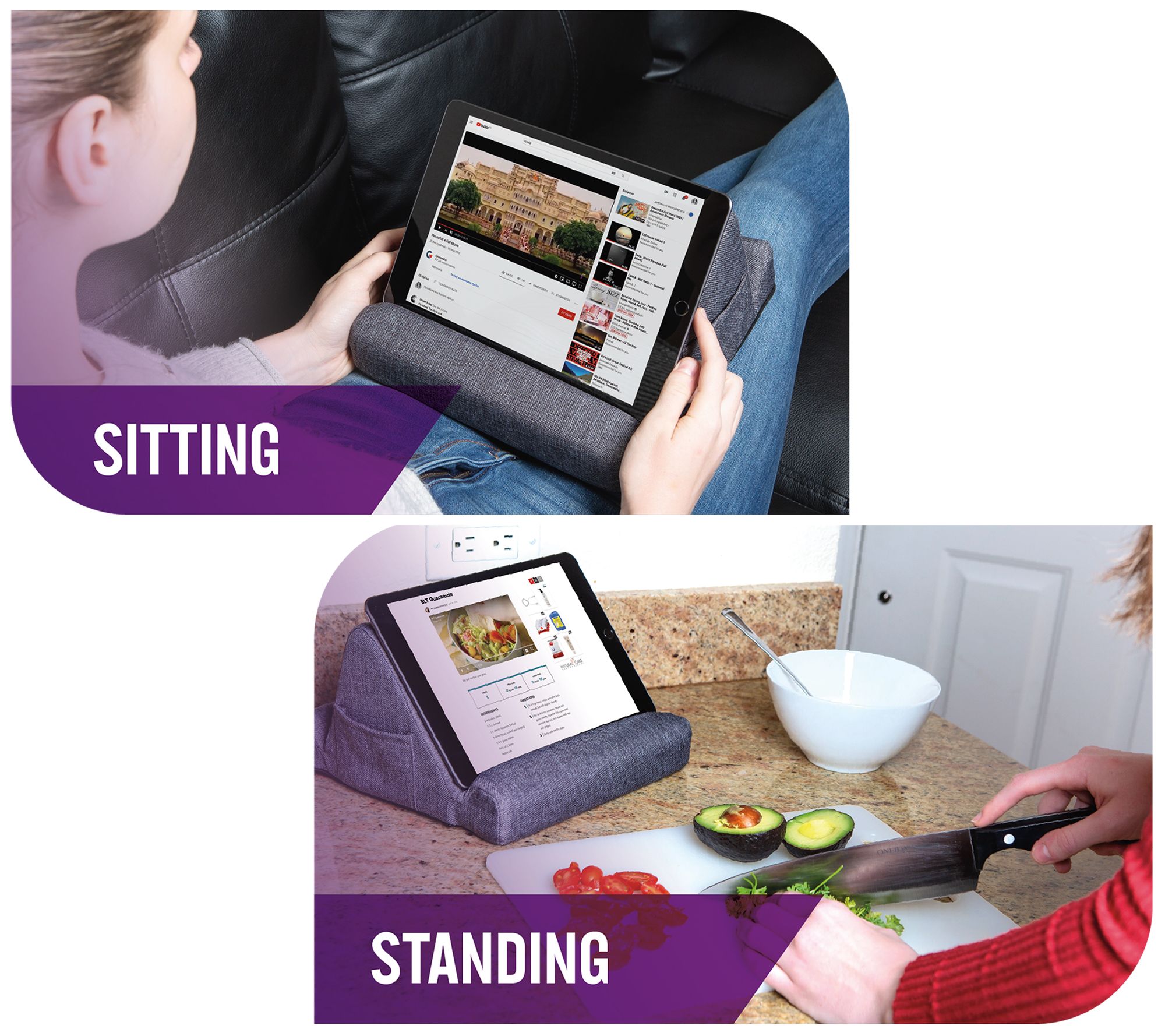 Set of (2) DUO MultiPosition Memory Foam Stand for Tablets