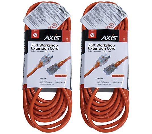 Axis 25 ft 1-Outlet Grounded Workshop ExtensionCord 2-Pack
