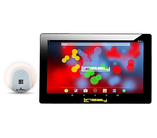 LINSAY 10" IPS Android 12 Tablet w/ 2 USB Charging Station