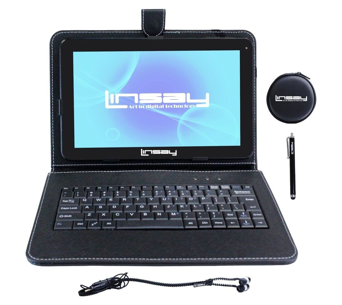 LINSAY 10.1" 16 GB Android Tablet with Keyboard& Accessories