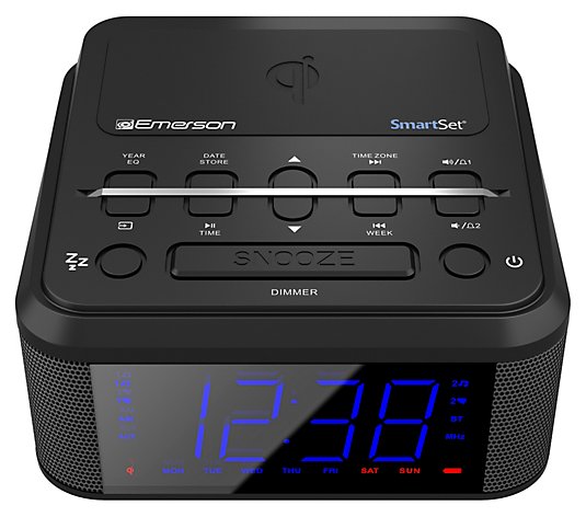 Emerson Smartset Alarm Clock Speaker - WirelessCharging