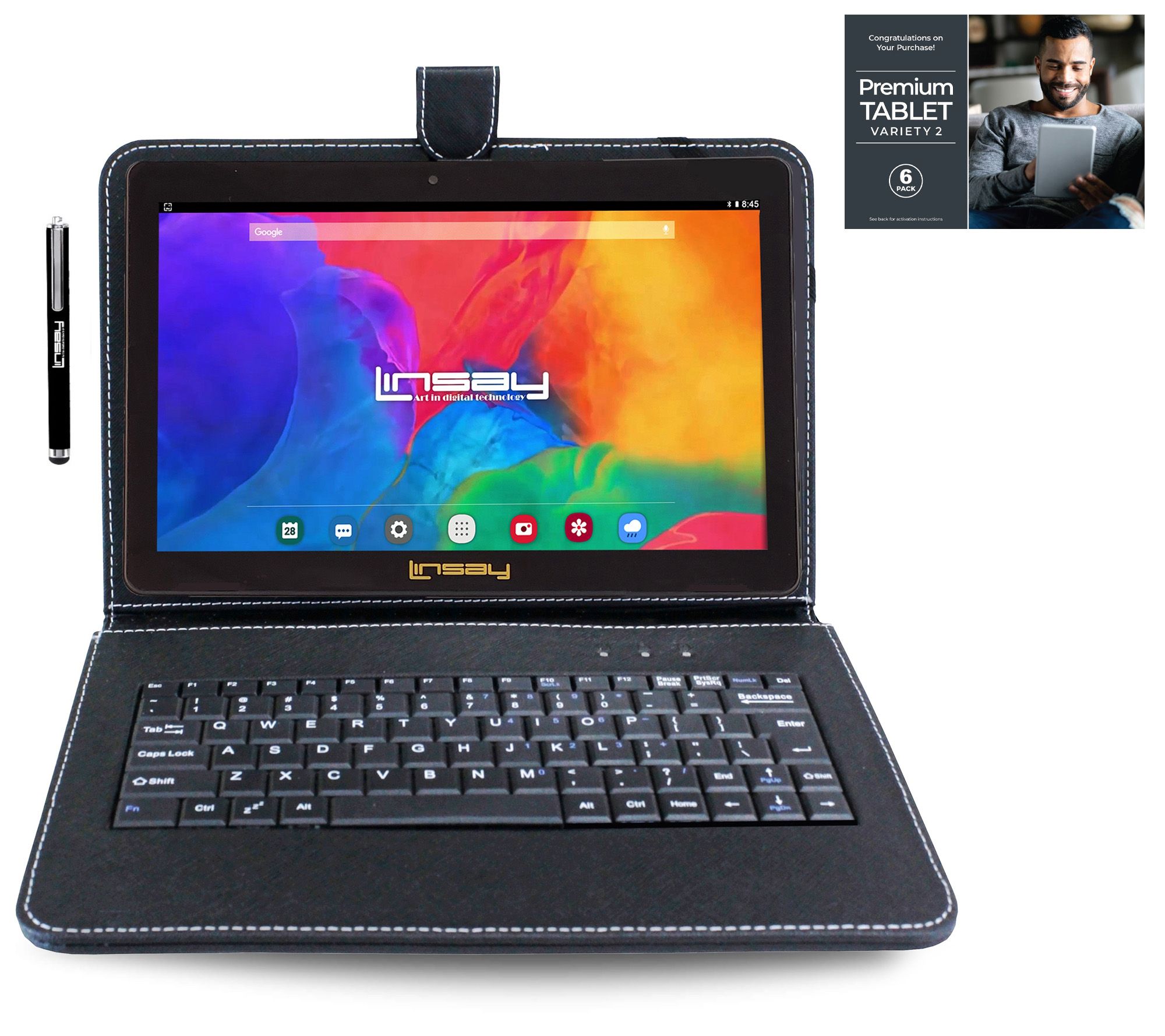 Linsay 7 Android 13 64GB Tablet with Keyboard and Stylus Pen 