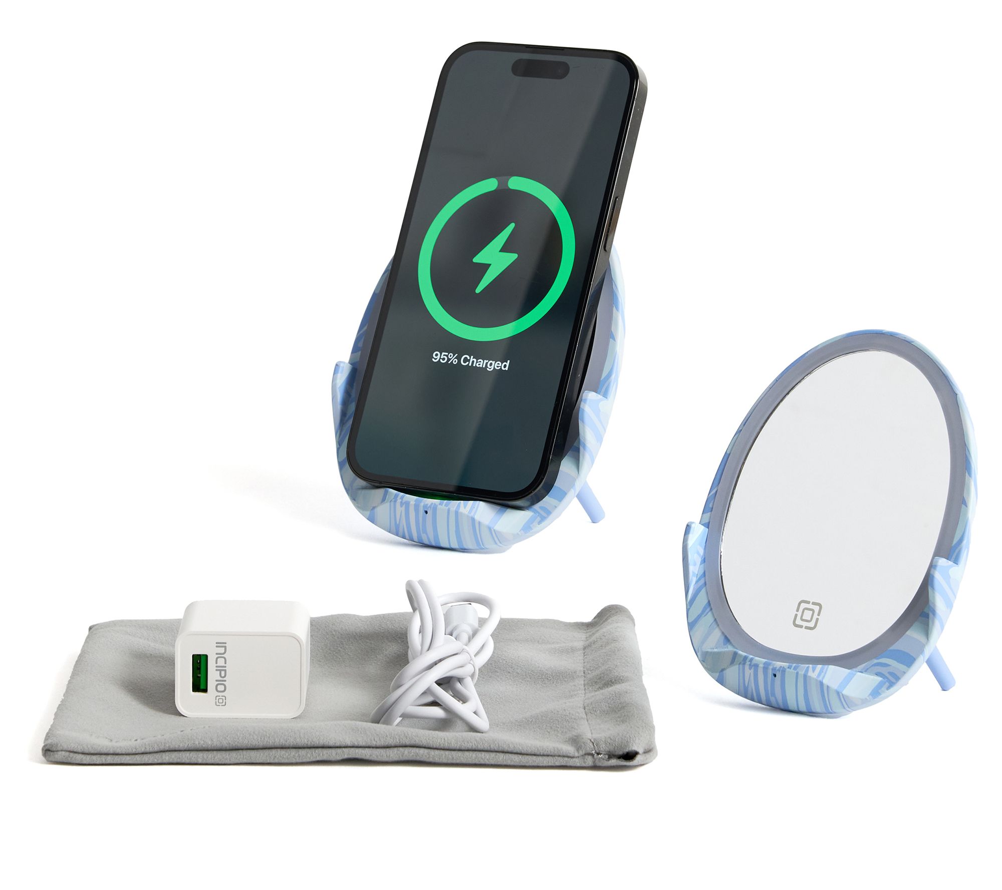 Incipio Set of 2 10W Wireless Charging Mini LED Mirrors
