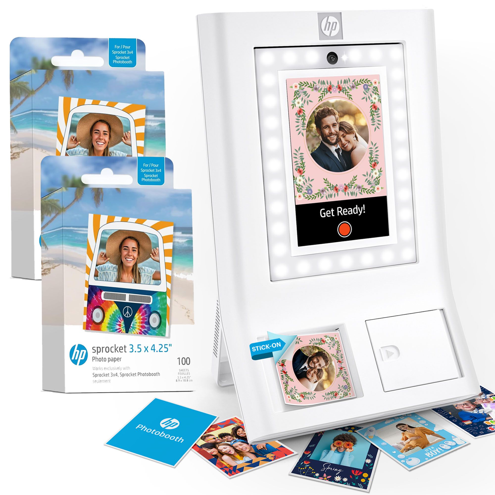 HP Sprocket Photobooth 3"x4" Photo Printer Bund le w/ LCD Panel