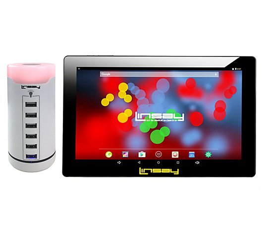 LINSAY 10" IPS Android 12 Tab w/ 6 USB ChargingStation
