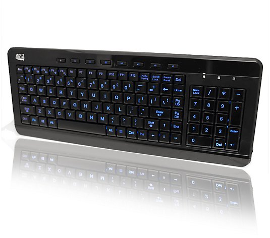 Adesso 120EB 3 Color- Illuminated Compact Multimedia Keyboard