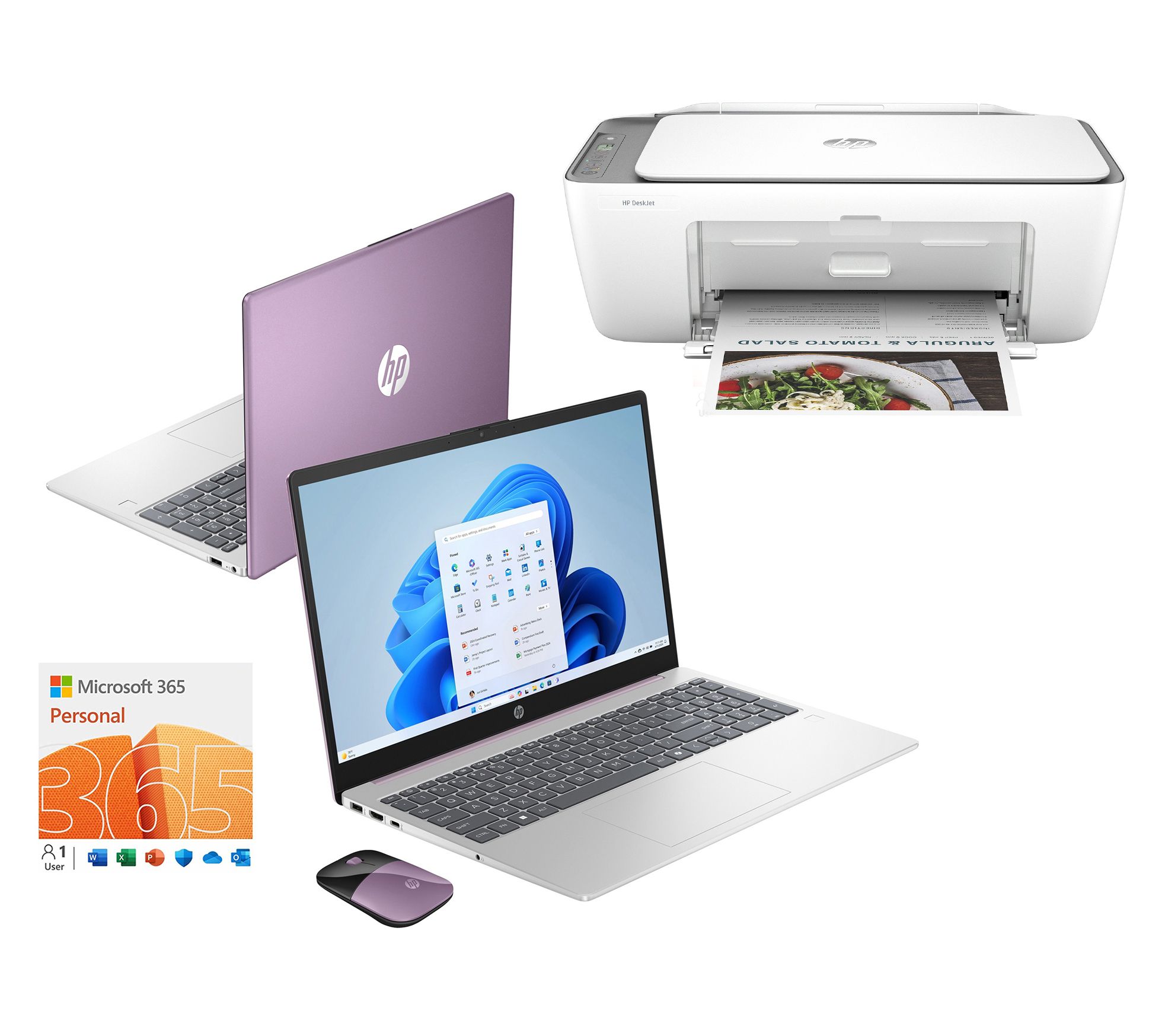 HP 15" Touch Laptop Intel 128GB SSD w/ HP Printer, 1yr HP SF & MS365