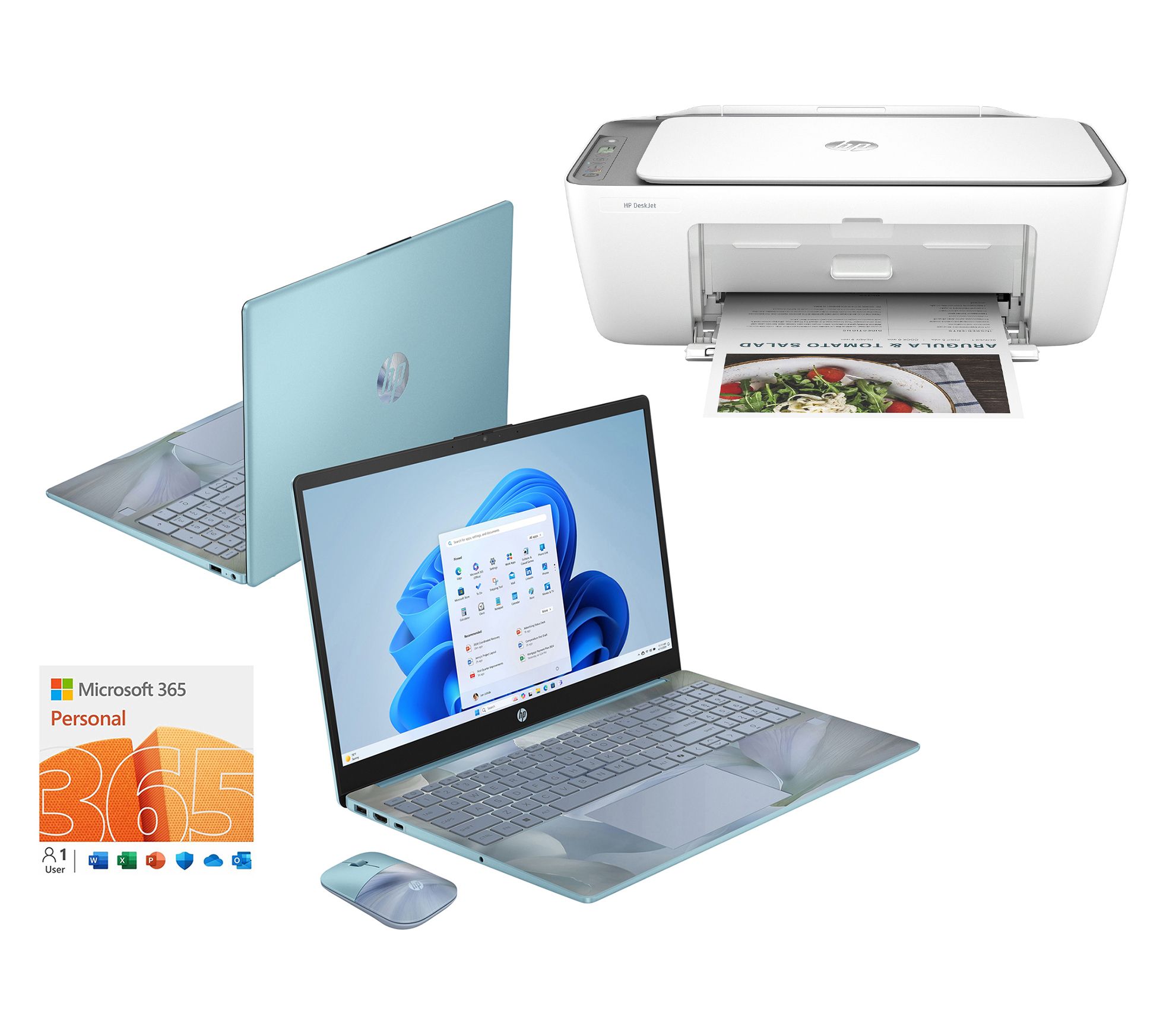 HP 15" Touch Laptop Intel 128GB SSD w/ HP Printer, 1yr HP SF & MS365