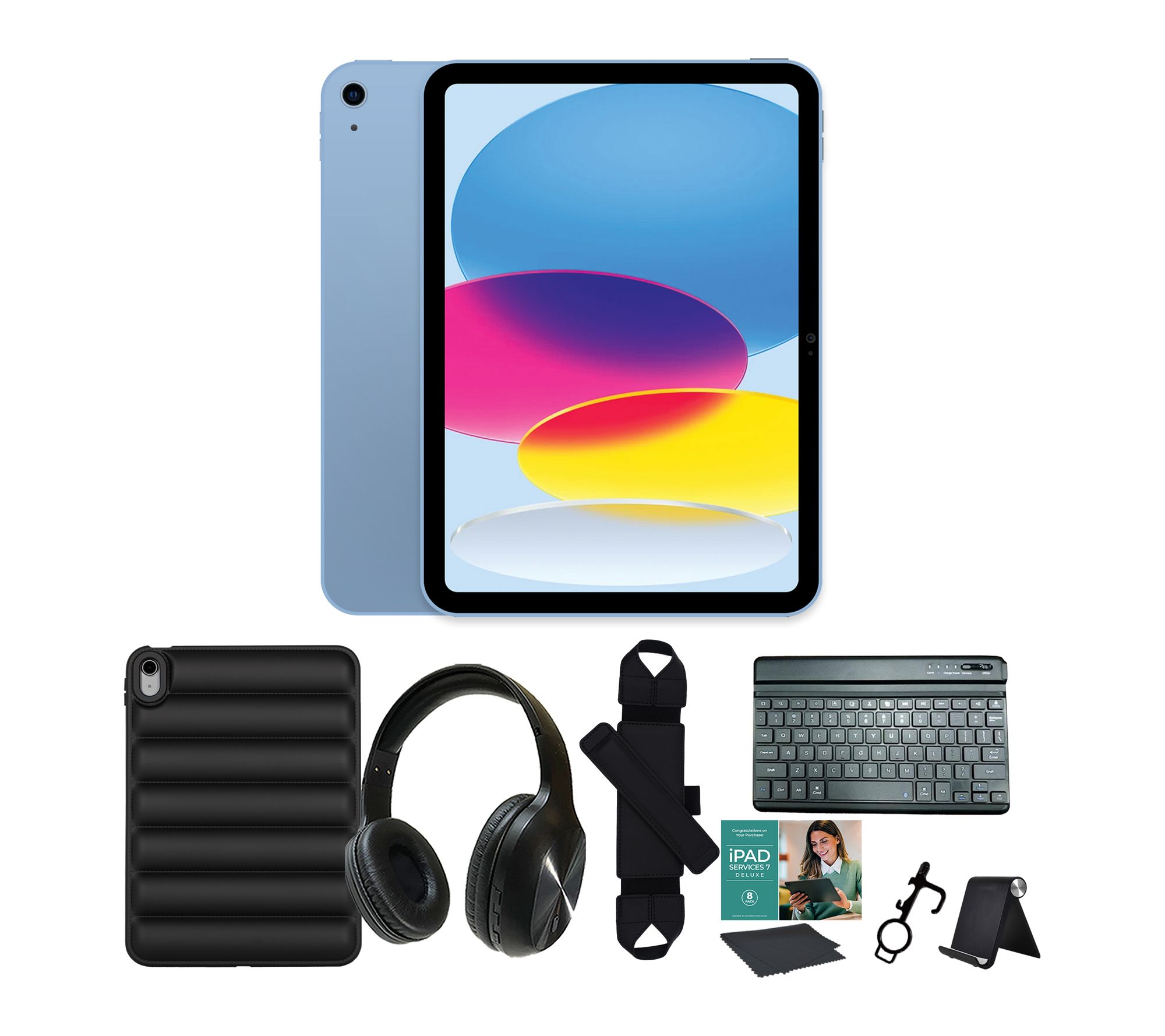 Apple iPad 11" 256GB Tablet w/ Puffer Case, Keyboard & Accs