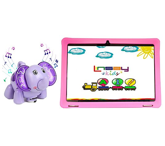LINSAY 10" IPS Android 12 Tab w/ Kids Case & Elephant Toy