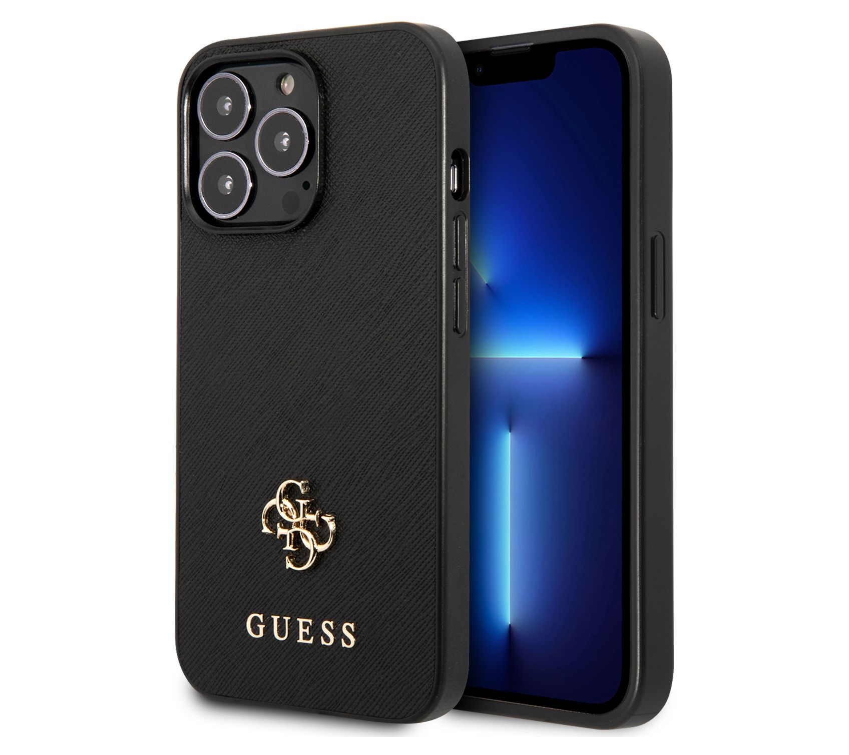 Guess Iphone 13 Pro Max Saffiano Leather Case W   Metal Logo - Qvc.com