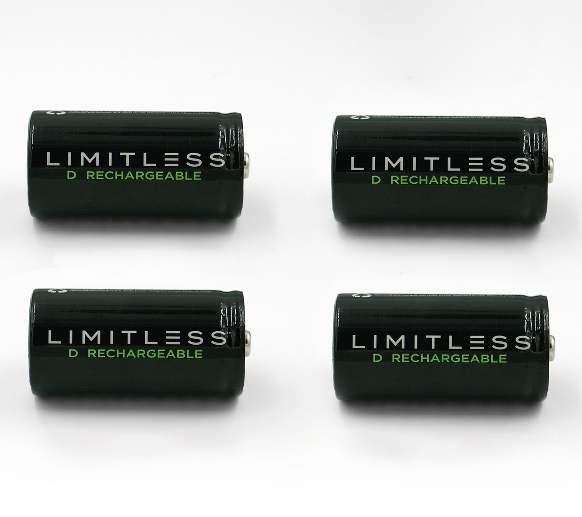 Limitless Set of 4 Rechargeable D 10,000mAh/1.2V Batteries
