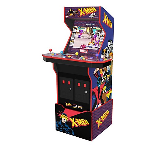 Arcade1Up X-Men Arcade with Riser, Stool & Light-Up Marquee