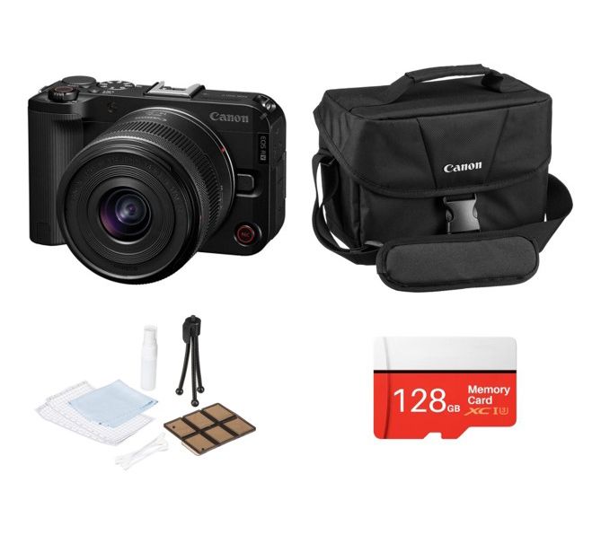 Canon EOS R50 V Mirrorless Camera with 14-30mm Lens, SD Card & Kit