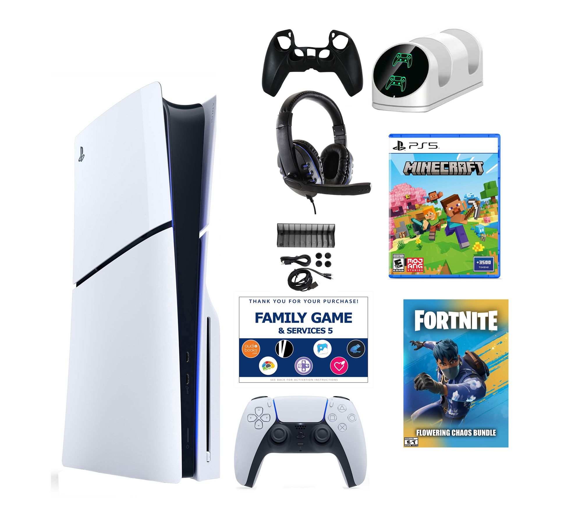 PS5 Slim Chaos with Minecraft, Accessories Kit& Voucher