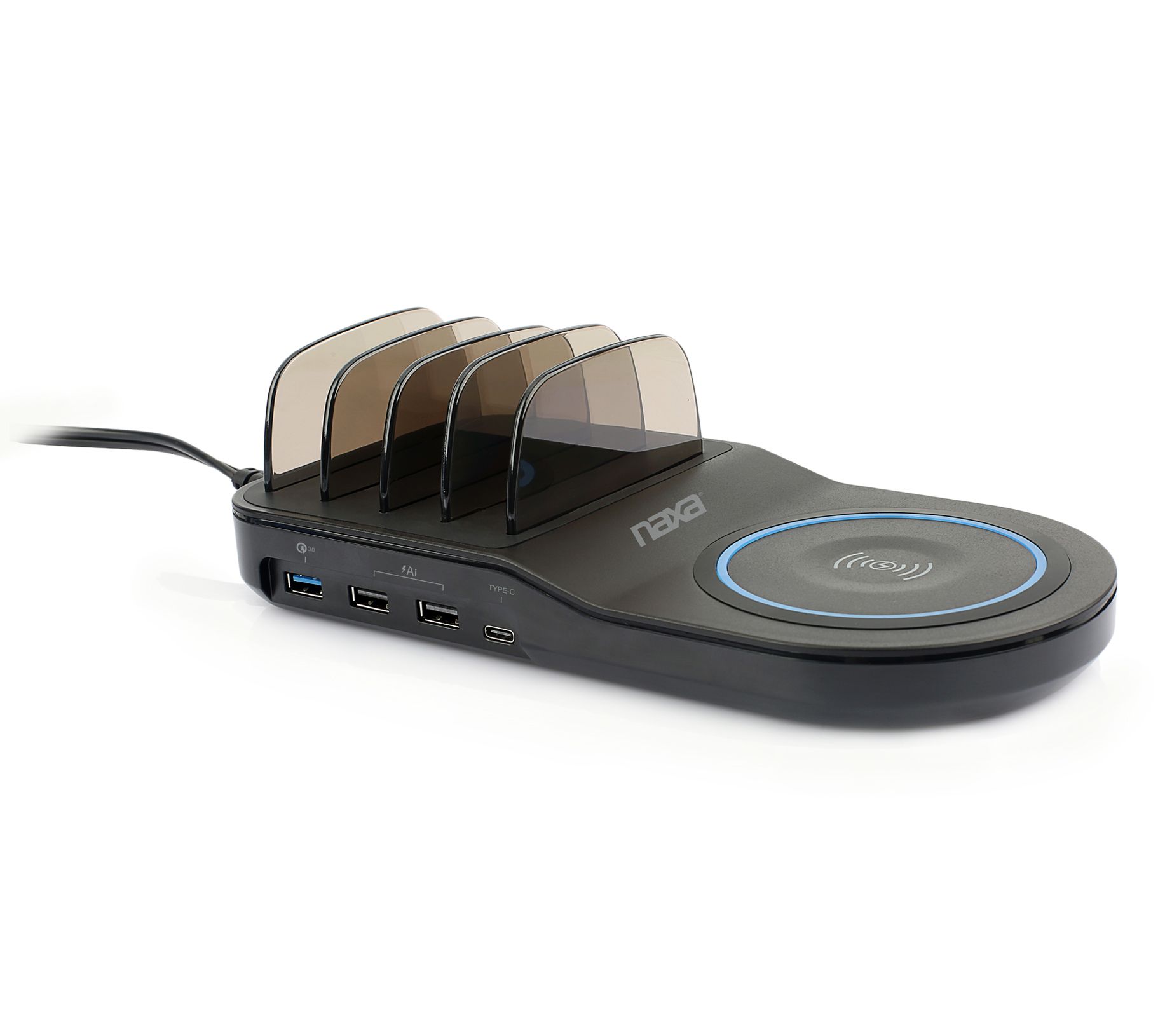 Naxa Wireless Fast Charging Station with Qi & 4USB Ports