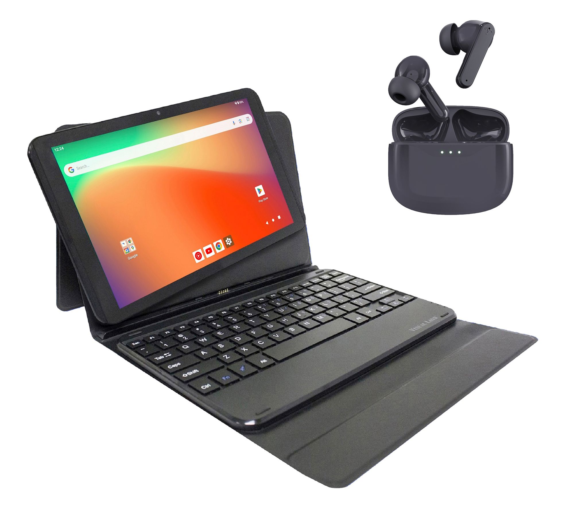 Visual Land Prestige 10.1" 128GB Tablet w/ Case & Earbuds